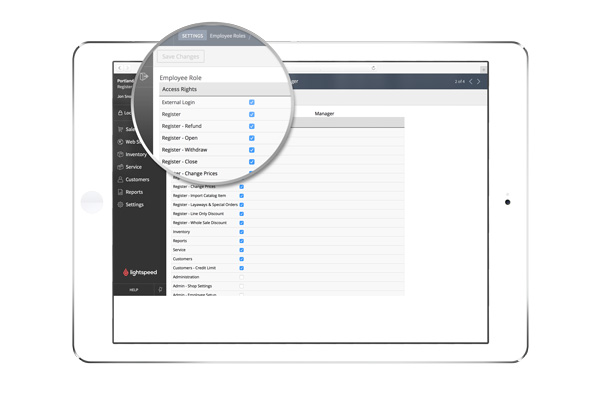Lightspeed Retail POS system ipad employee permissions